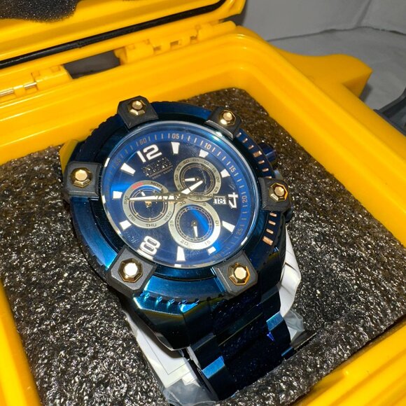 Invicta Mens Pro Diver Blue Watch With Yellow Storage Case - Picture 9 of 10